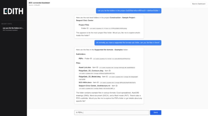 EDITH AI tool chat picture